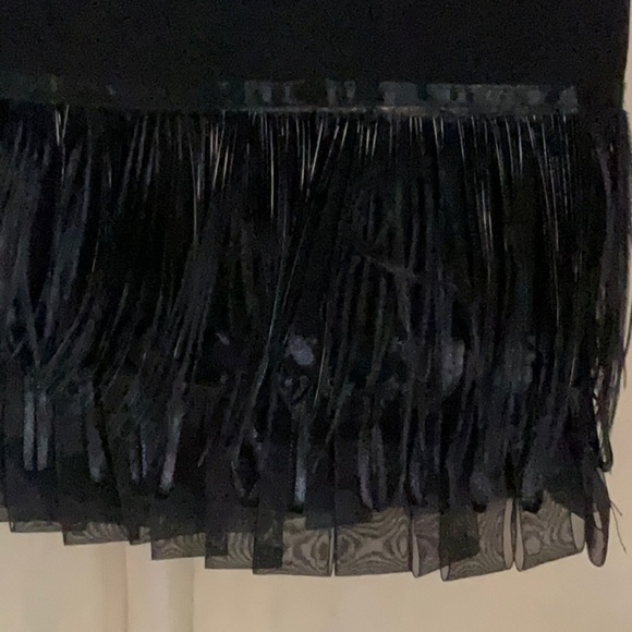 PANIZ Skirt Black Fringed Feather Hem Size 6 Y2K - Picture 5 of 6